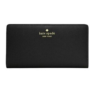 New Kate Spade Dana Large Slim Bifold Wallet Saffiano Black